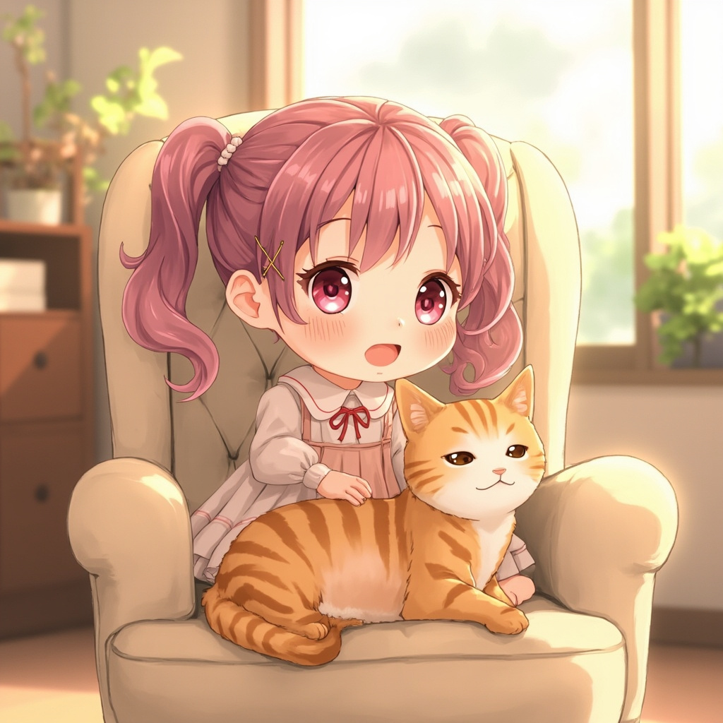 1岁 · 身旁有只大黄猫