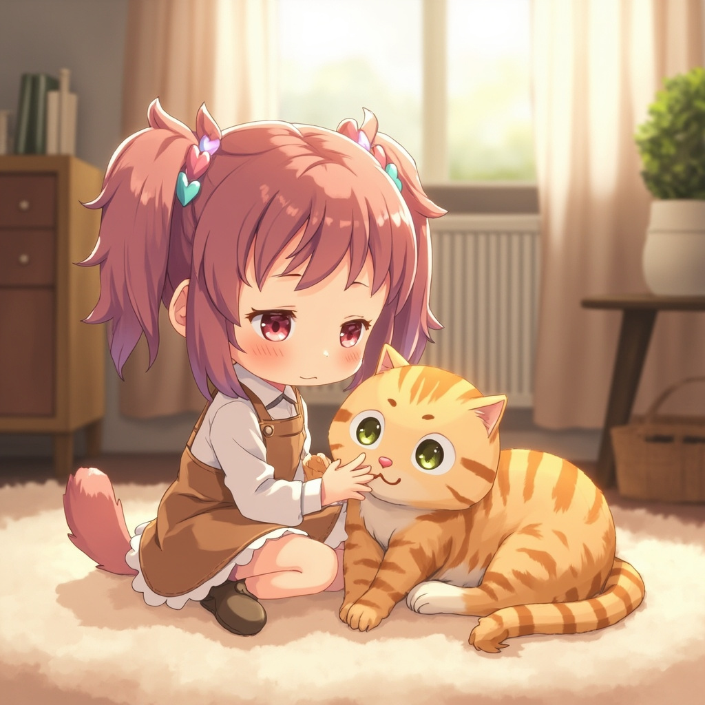 2岁 · 大黄猫守护在旁